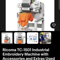 Ricoma TC-1501 Industrial Embroidery Machine with Accessories and Extras Used