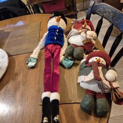 Three vintage christmas plush toys