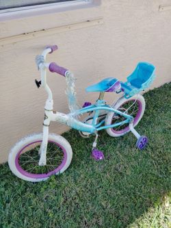 Huffy Frozen 16 inch Bike with Training Wheels. Good Condition