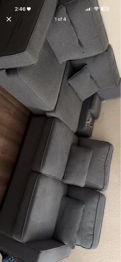 Gray Fabric Sectional Sofa Set