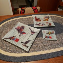 Glass Bird Trays.
