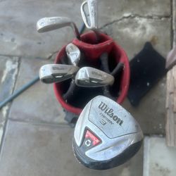 Wilson golf bags and sticks
