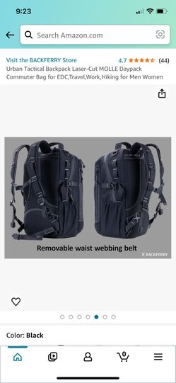 Urban Tactical Backpack Laser-Cut MOLLE Daypack Commuter Bag for EDC,Travel, Work,Hiking for Men Women Black