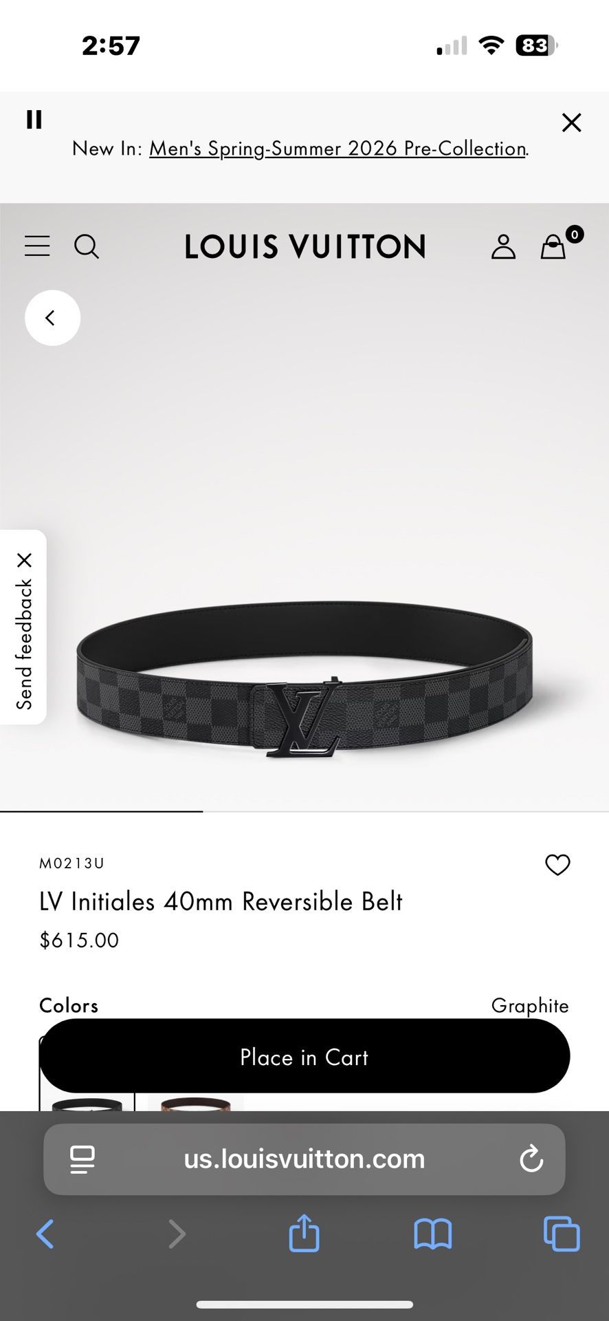 LV Initiales 40mm Reversible Belt