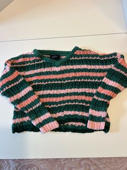 Mink pink Striped Knit Sweater Green and Pink XS