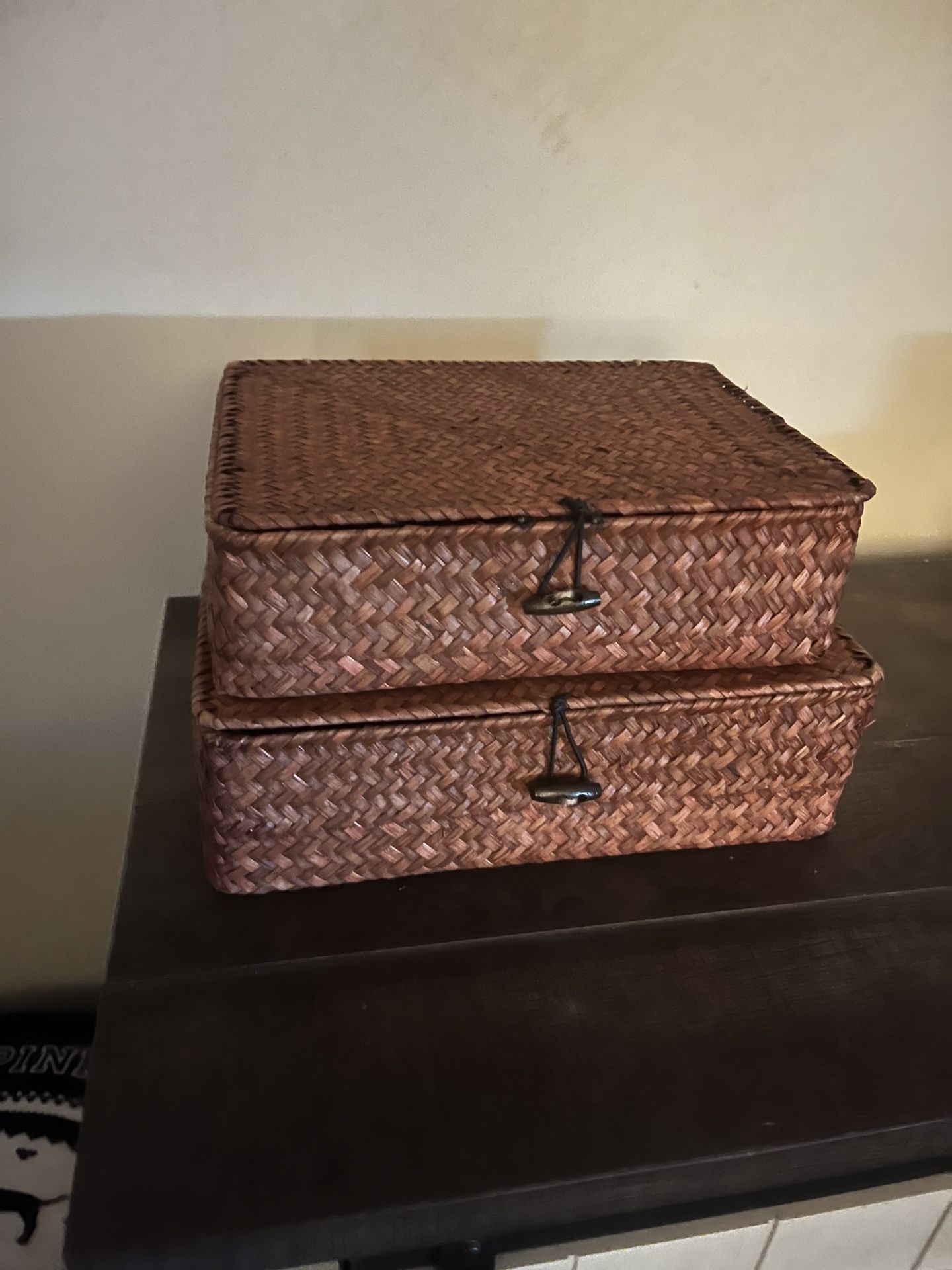 Stacking Wicker Storage Boxes 