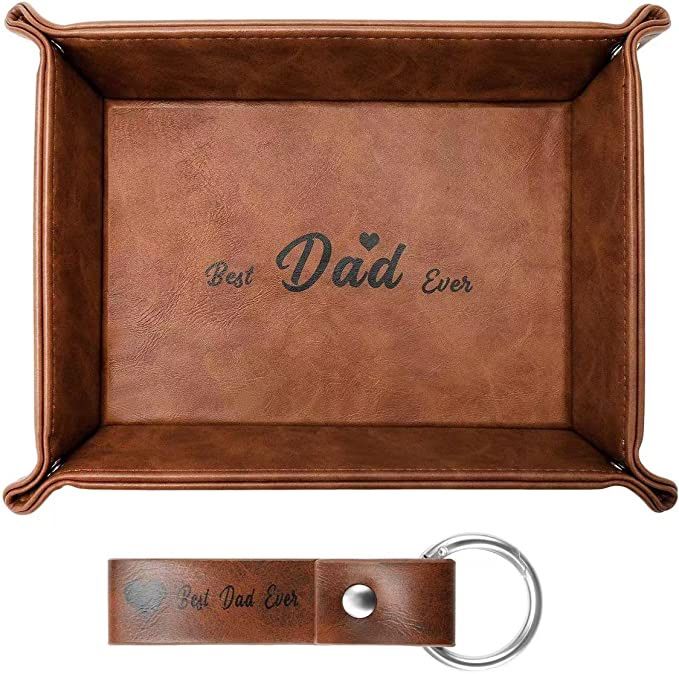 Fathers Day Gifts From Daughter Wife Son Kids, Birthday Gifts for Dad Husband Stepdad Grandpa Who Wants Nothing, Valet Tray and Keychain