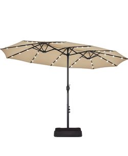 13FT Double-Sided Patio Umbrella w/Solar Lights