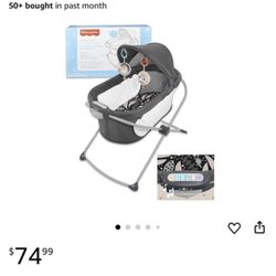 Fisher-Price Baby Crib Soothing View Bassinet - Portable Bassinet for Baby Foldable with Projection Lights for Babies, Newborns, Infants | Folding Bab