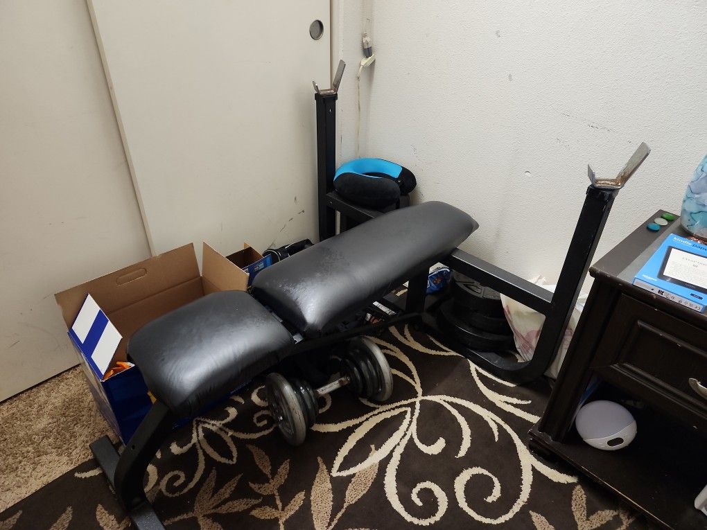 Bench with Attached Squat Rack