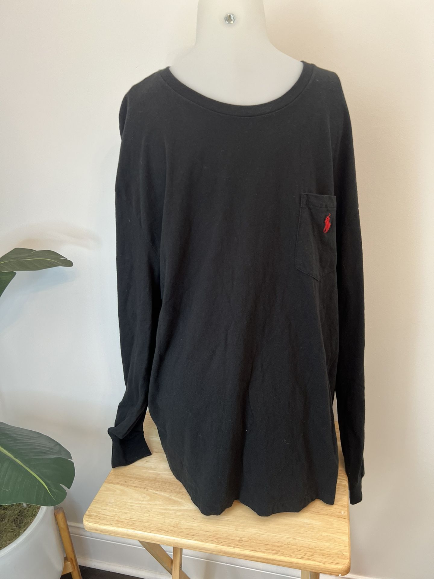 Polo Ralph Lauren Long Sleeve Men's Black 100% Cotton T-shirt Size L