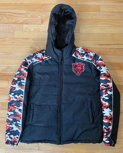 Chicago Bears Unbranded Camo Puffer Jacket Hooded Winter Coat Men’s Size 3XL