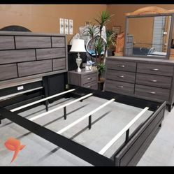 New/ Gray Panel Bedroom Set/bed,dresser,mirror,night Stand/Delivery Available,  Financing Options 