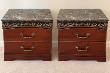 2 Two-Drawer Nightstand with Decorative Trim