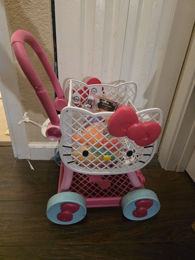 Hello Kitty Shopping Cart And New Food Toy RARE