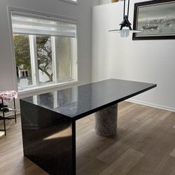 Faux Marble Modern Asymmetrical Dining Table