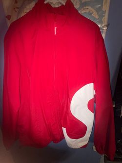 Supreme Red & White Logo Full Zip Stand-Up Collar Jacket Men’s Size M