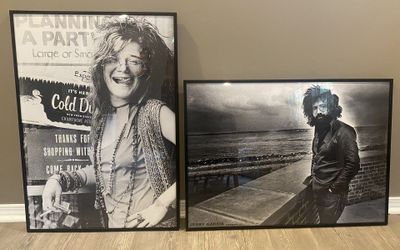 Jerry Garcia Grateful Dead & Janis Joplin Black & White Posters Framed