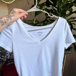 White Wild Fable V Neck Crop Top Tee