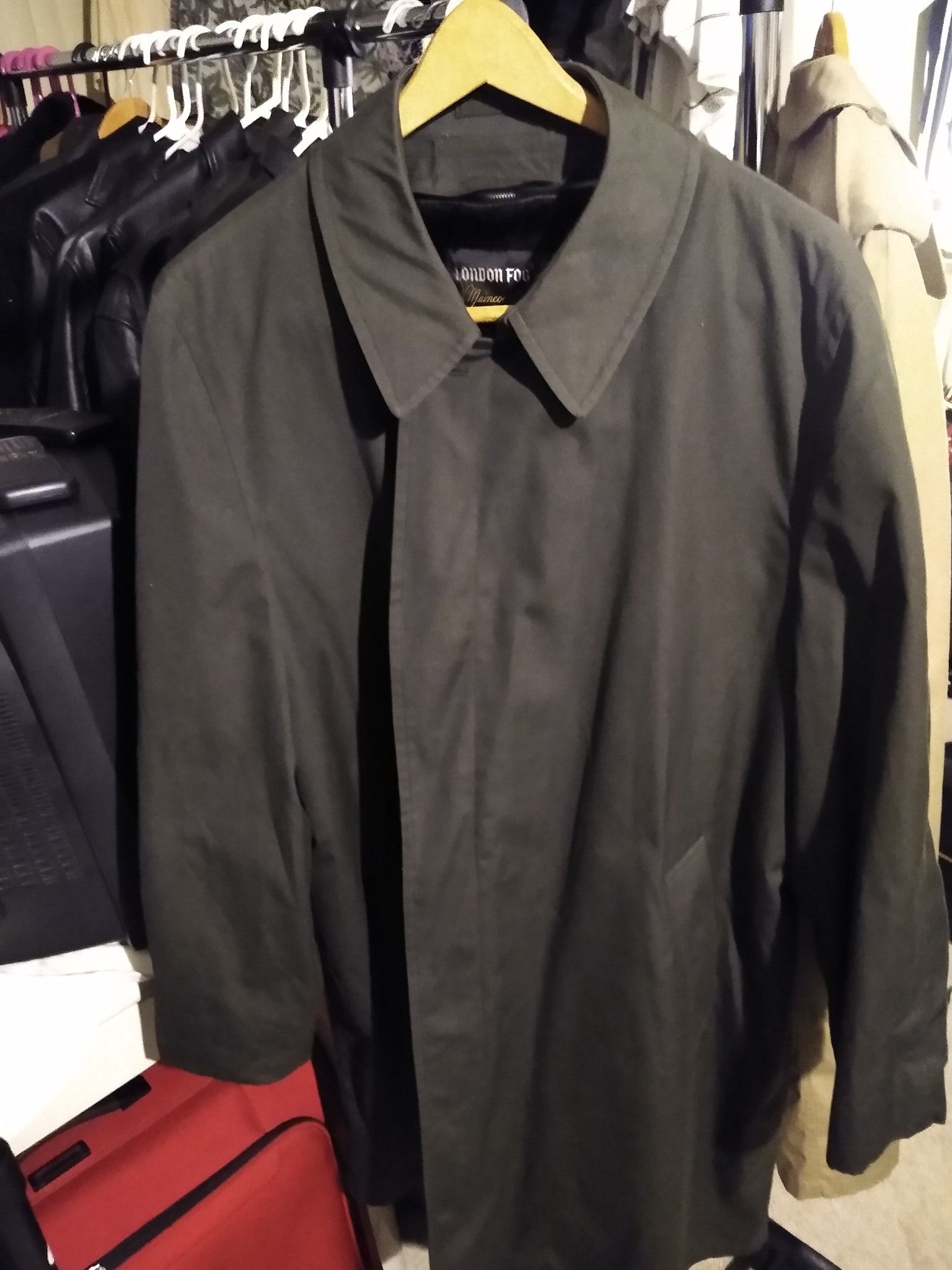 Men's London Fog 46 reg Drk Green rain trench coat