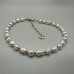 9” Freshwater Pearl Anklet with Charm + 2in Extender, Gold-Plated Copper Clasp, White Natural Pearls, Dainty Foot Jewelry, Summer Gift Idea