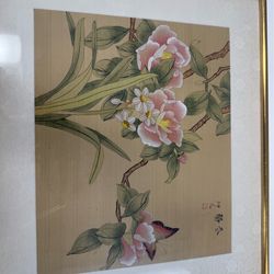 Vintage Chinese watercolor painting on silk