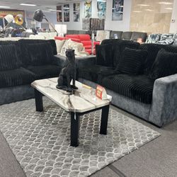Black Plush Fabric SOFA&LOVESEAT Set For Sale ( Multiple Colors Available) Labor Day Pre- Sale Now!