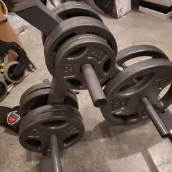 Fitness Gear 135lb Barbell Set and Bench