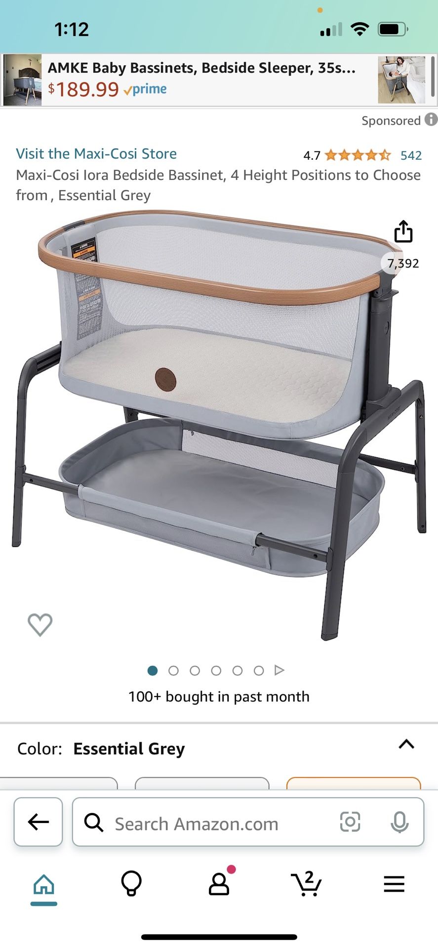 MaxiCosi Bedside Essential Gray for Sale in San Antonio, TX