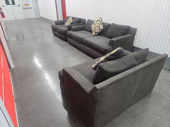 Large Gray Fabric Sectional Sofa