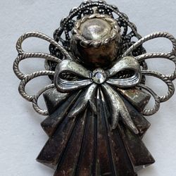 Silver angel pin brooch