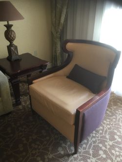 Leather and wood designer barrel chair (200 available)