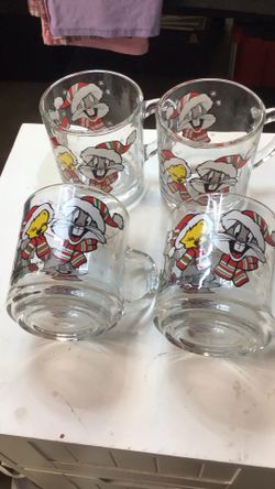 Vintage Season Looney Tunes Glass Cups Original Set USA25 Set Of 4