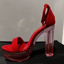 LULIANA ELEGANT RED 50  PLATAFORM HEELS SIZE: 8.5 WOMENS.