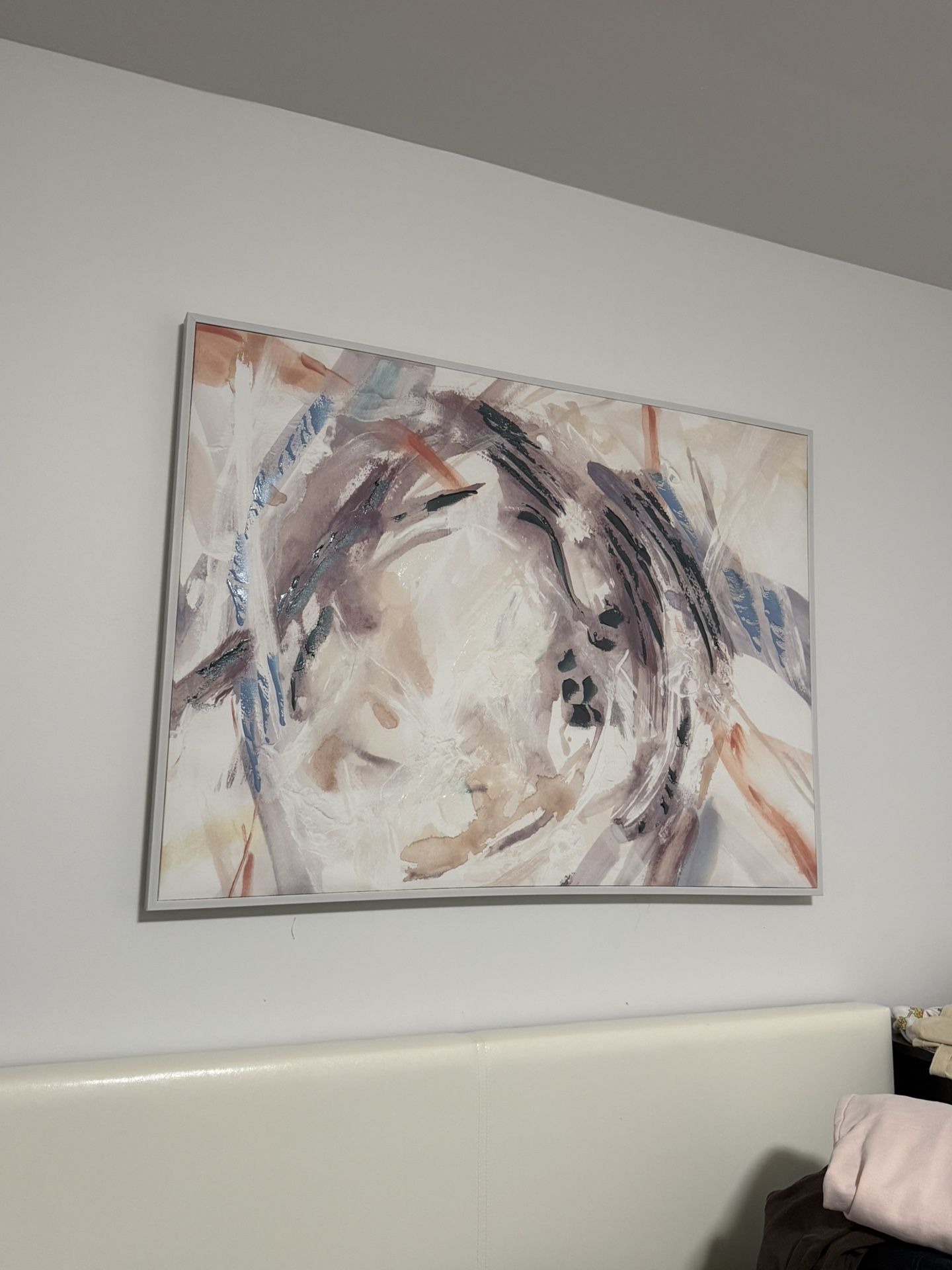 Large 47x35 Framed Abstract Wall Art – Modern & Neutral