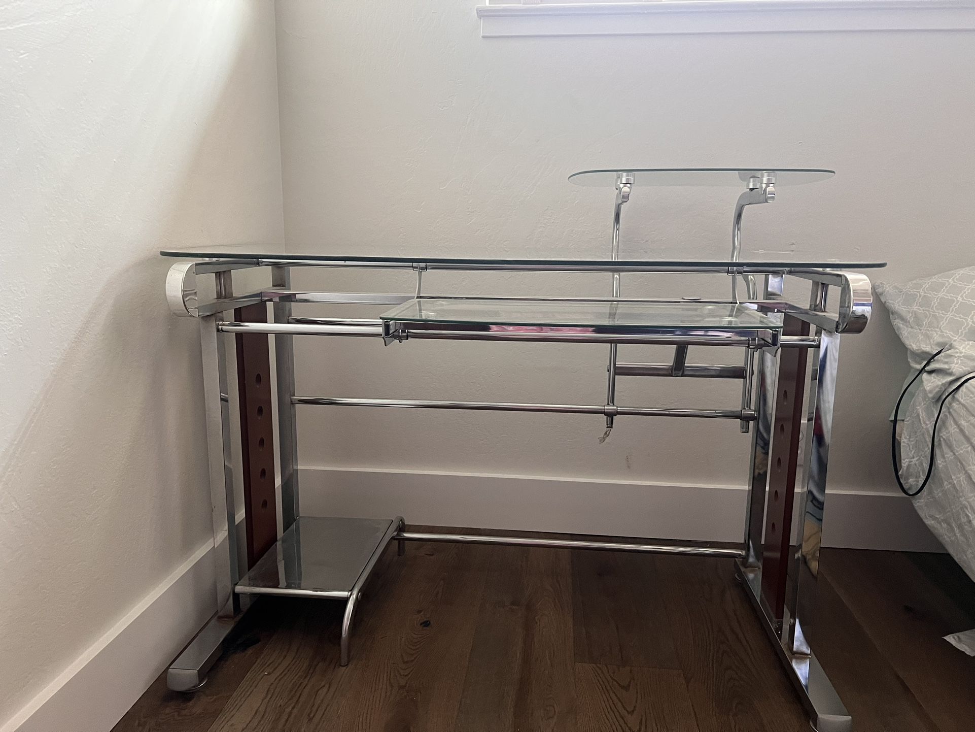 Glass With Wooden Accent desk For $240