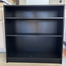 Pair Of Matching Small Black Bookshelves And Small Desk