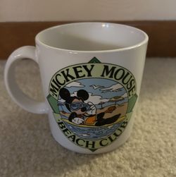 Vintage 1986 Coffee & Tea Mug - Mickey Mouse Beach Club, Disney Productions