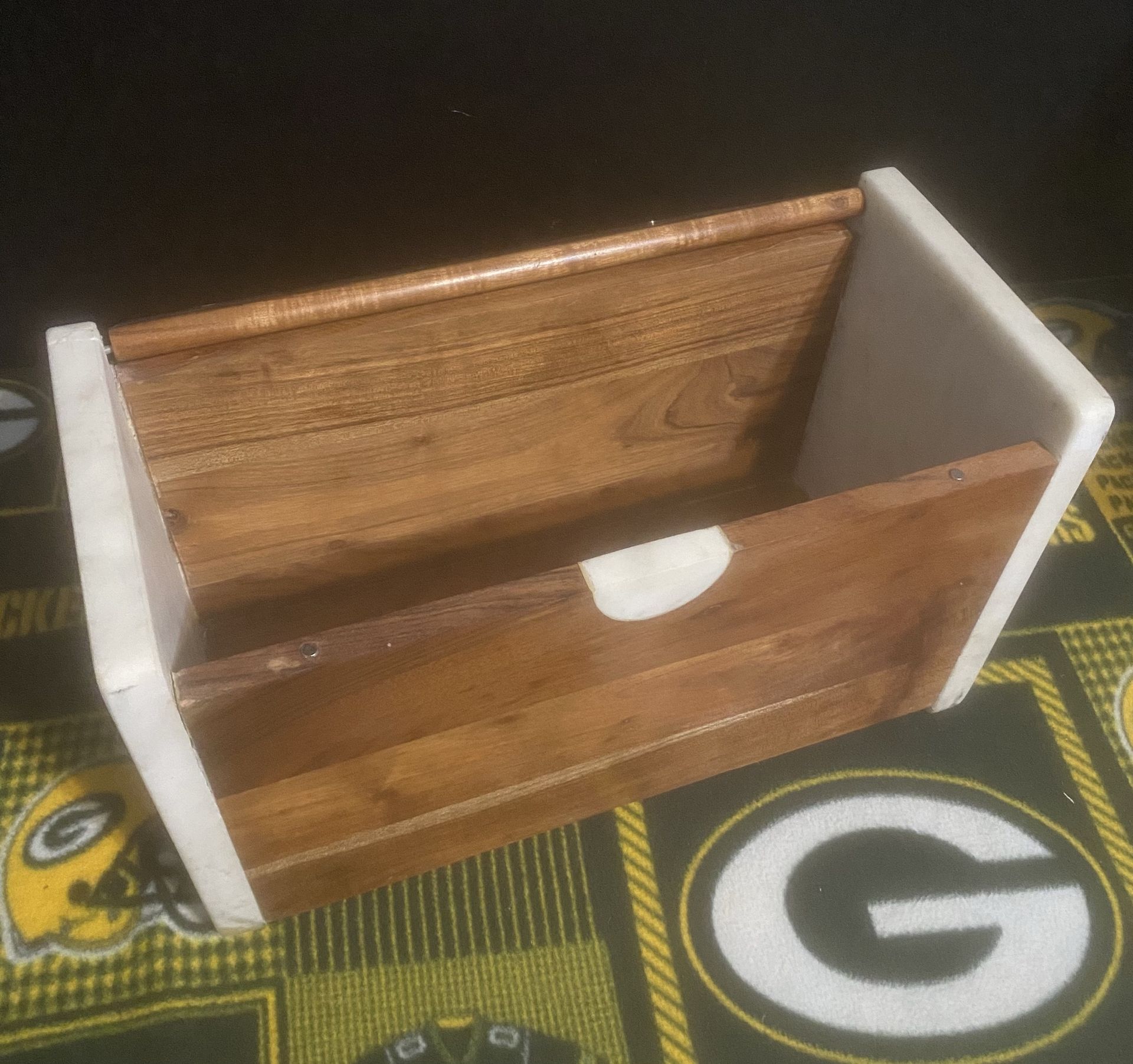 Crate & Barrell Wooden/Marble Bread Box.