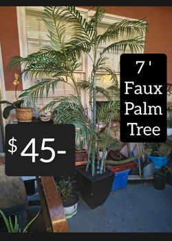 7-ft Artificial Faux Tropical Palm Tree Plant in Pot