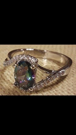 Mystic topaz silver plated stamped 925 size 6 ring