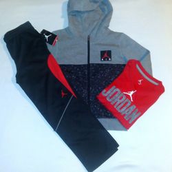 Jordan Boys Youth 3pc Hooded Jogger & Tee Set - 7y 