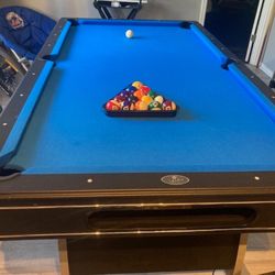 Pool Table W/ Cues And Cue Stand 