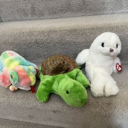 Beanie Buddies, Turtle, Seal, Chamelon