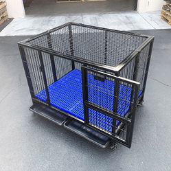 $180 (New in Box) Heavy-duty dog cage 41x31x34” single-door folding kennel w/ plastic tray 