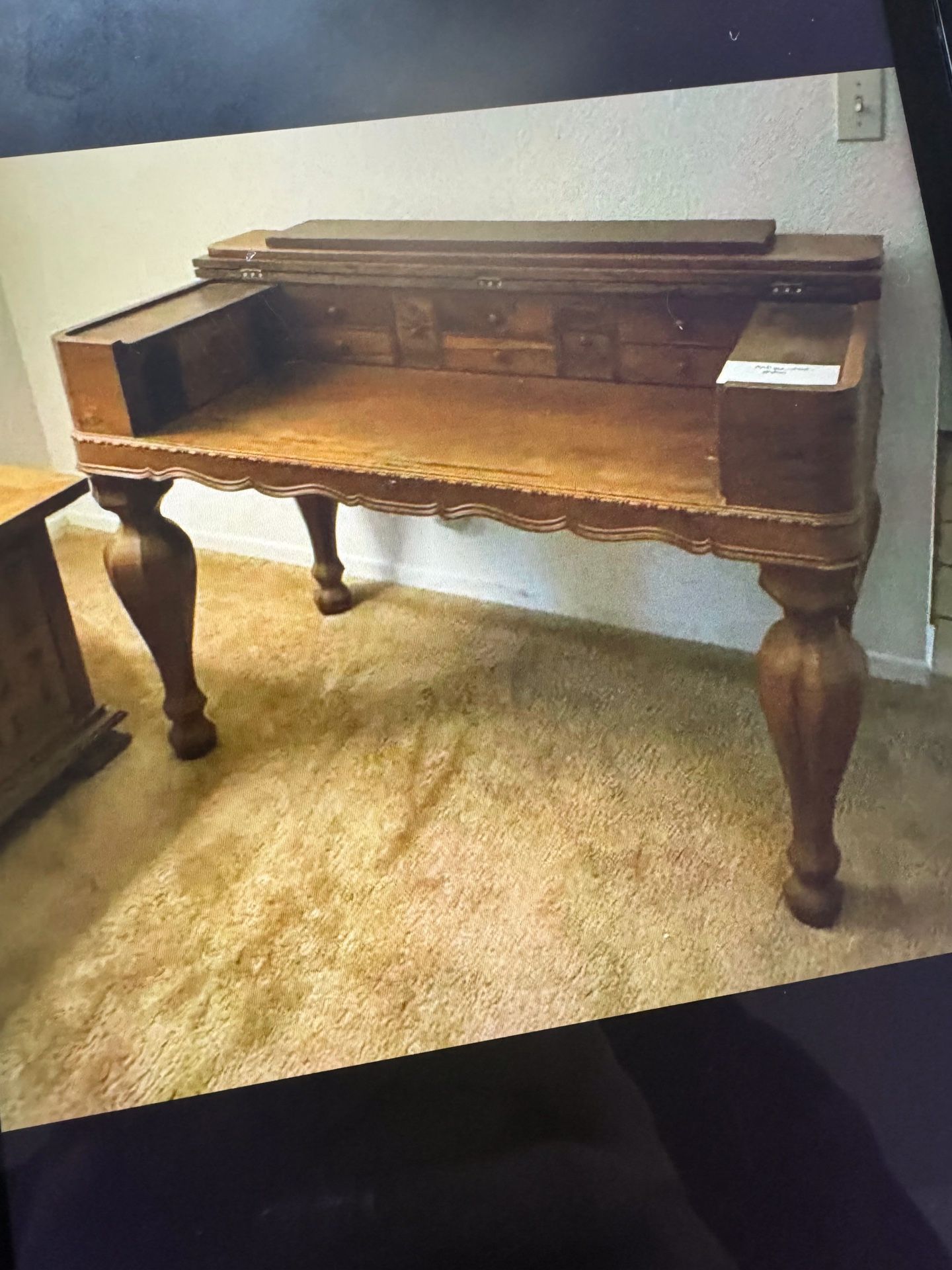 Victorian Antique Wood Desk Table Office Secretary Bedroom Furniture Vintage