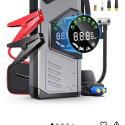 Portable Car Jump Starter with Air Compressor, 3000A Portable Jump Starter Pack with 150PSI Tire Inflator, 12Volt Jump Start Battery Pack with LCD Dis