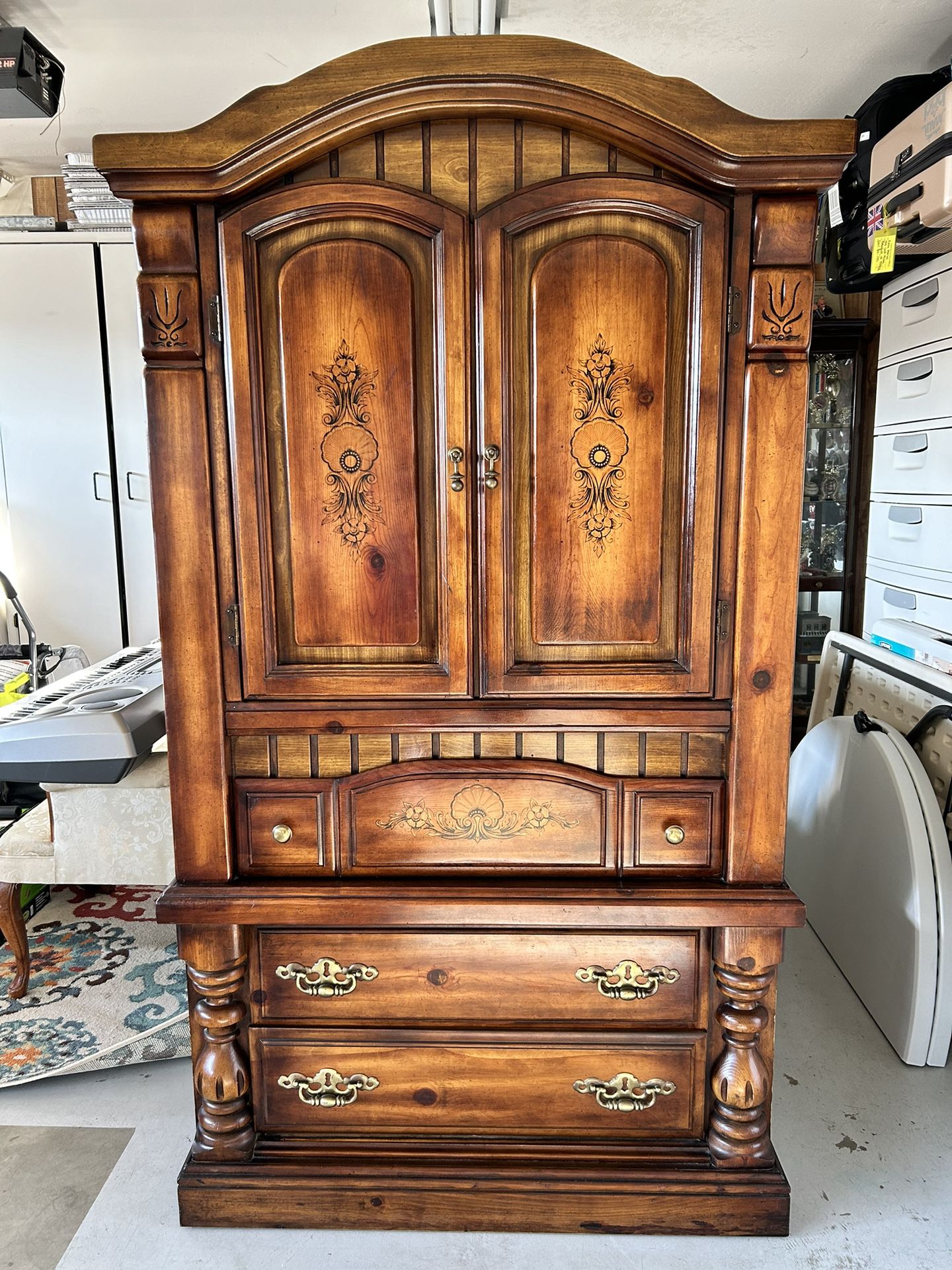 SOLID MAPLE ARMOIRE AND DRESSER