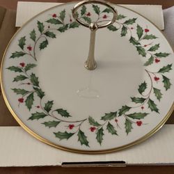 Lenox China Platter/Server, Gold Trim, Center Serving Handle