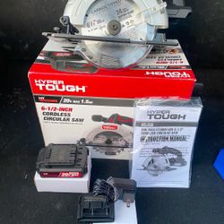 Hyper Tough 20V Max Lithium-ioni Cordless 6-1/2 inch Circular Saw with 1.5Ah Lithium-ion Battery, Charger, Blade & Rip Fence, 